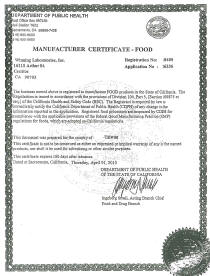 美國FDA工廠許可證