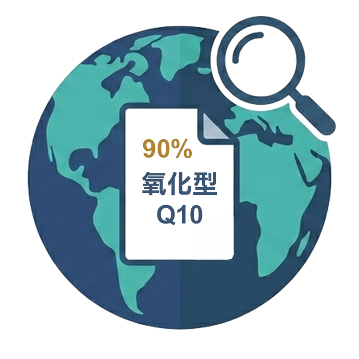 氧化型Q10 全球 Q10 的重大科學研究，90% 以上皆建立在「氧化型 Q10」之上